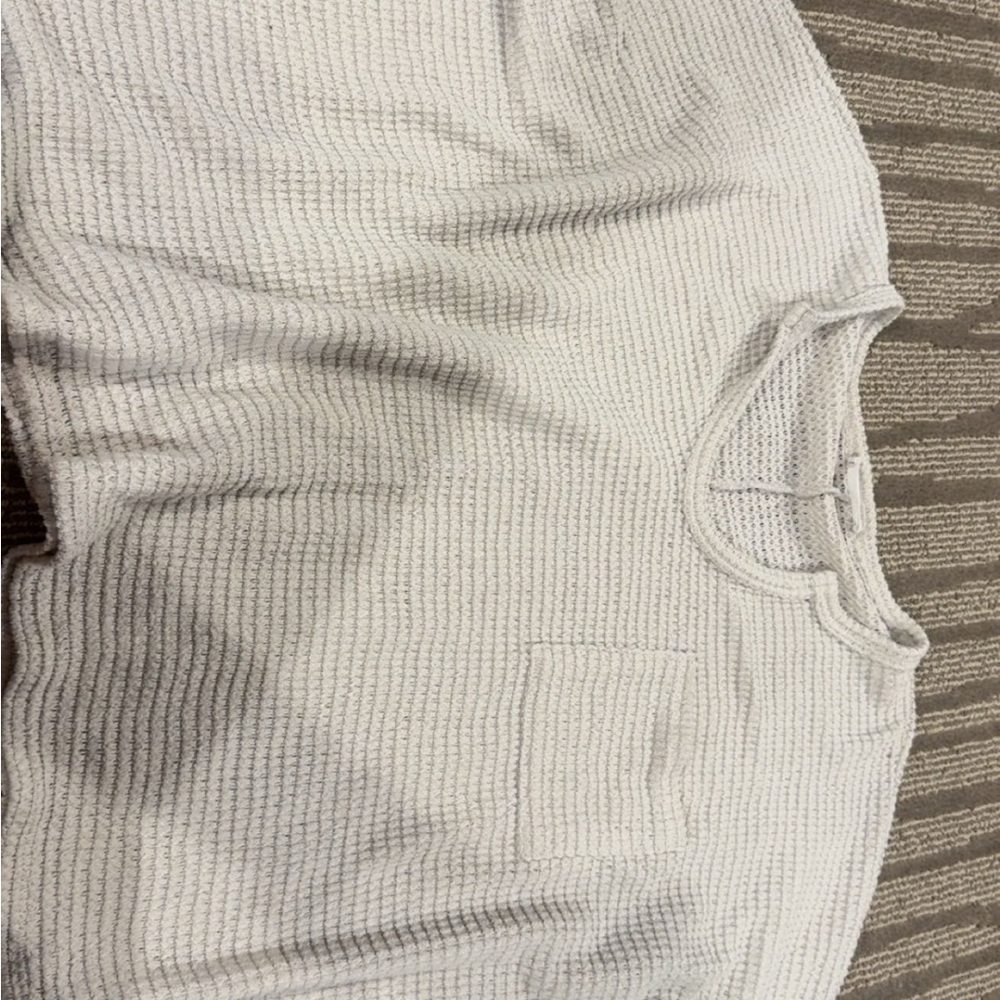White Textured Knit Top